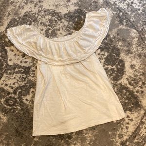 White off the shoulder ruffle top